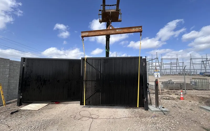 Crash-rated substation gate install